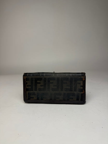 Vintage Fendi FF monogram leather wallet brown