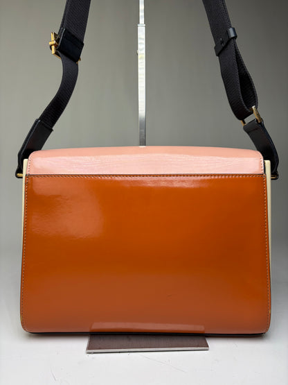 Vintage Marni Leather Shoulder Bag Pink Orange Cream