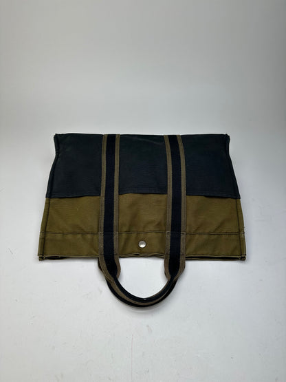Vintage Hermès Fourre Tout Canvas Tote Khaki Black