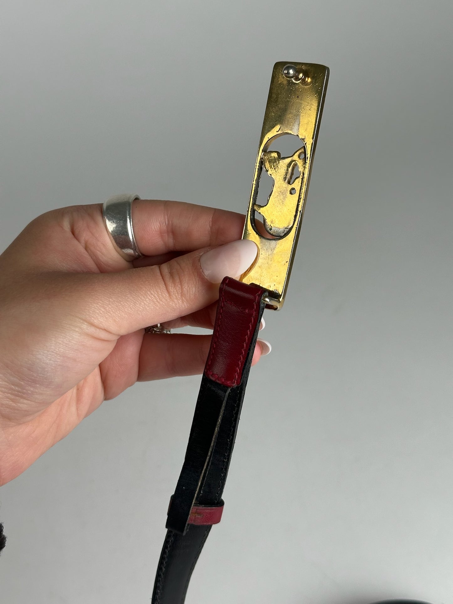 Vintage Celine Paris Leather Belt burgundy