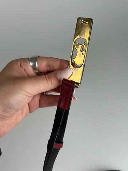 Vintage Celine Paris Leather Belt burgundy