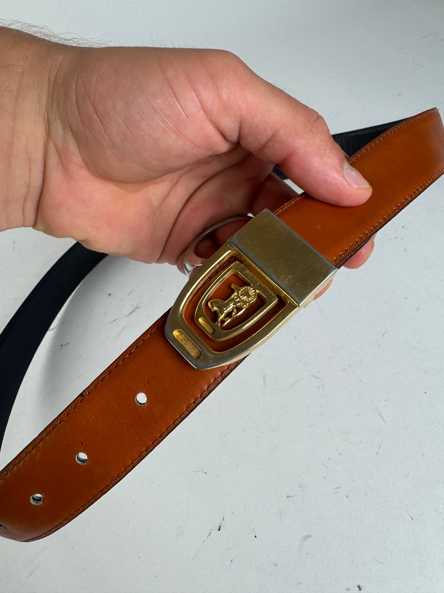 Vintage Celine Paris Leather Belt red