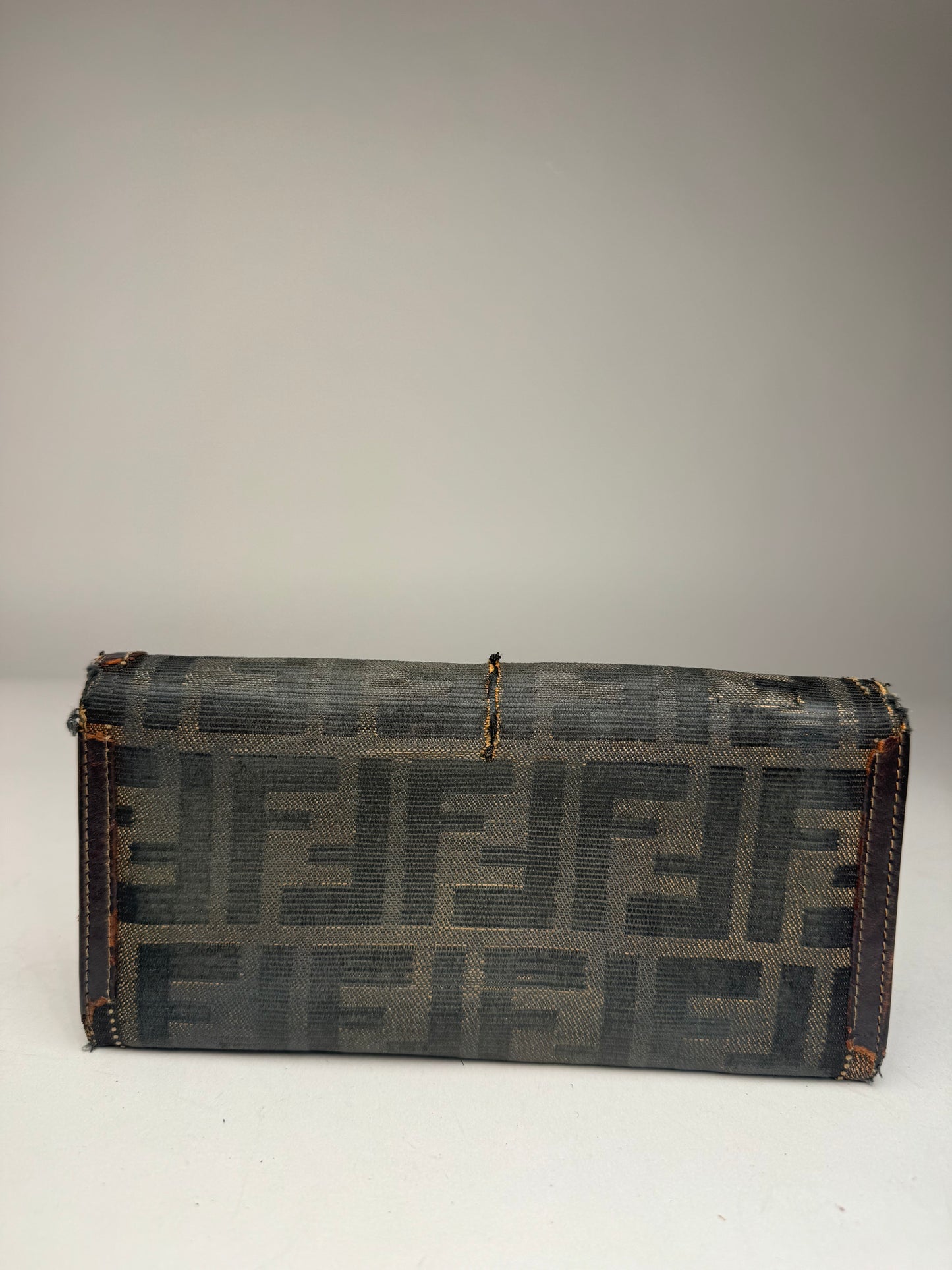 Vintage Fendi FF monogram leather wallet brown