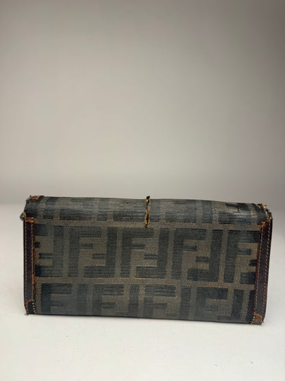 Vintage Fendi FF monogram leather wallet brown