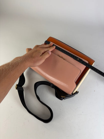Vintage Marni Leather Shoulder Bag Pink Orange Cream