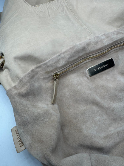 Vintage Givenchy Suede Leather Tote Bag beige
