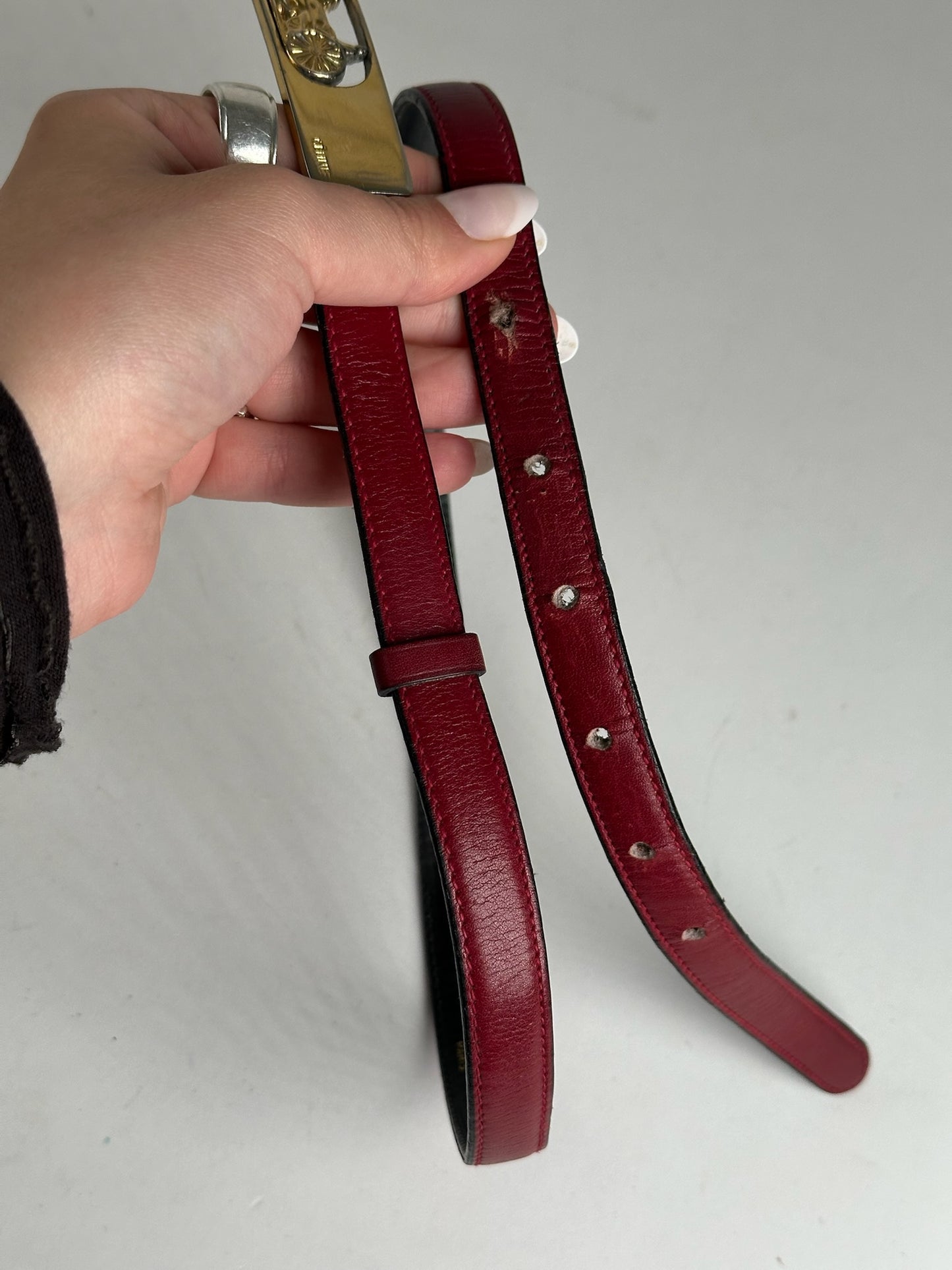 Vintage Celine Paris Leather Belt burgundy