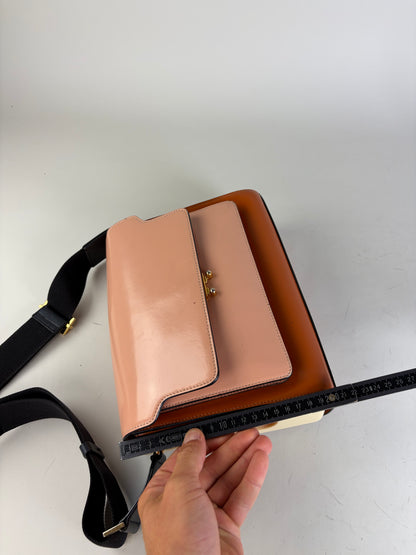 Vintage Marni Leather Shoulder Bag Pink Orange Cream