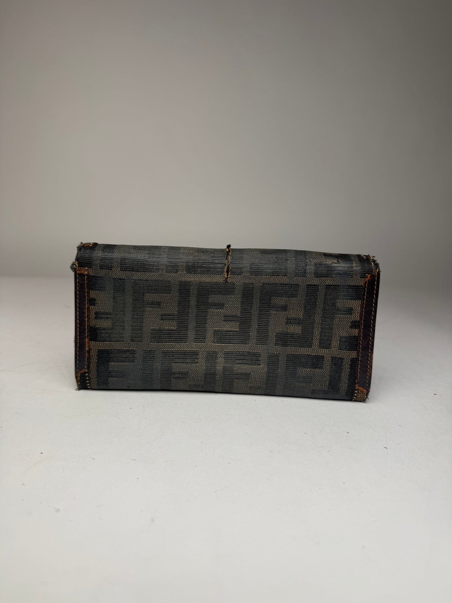 Vintage Fendi FF monogram leather wallet brown