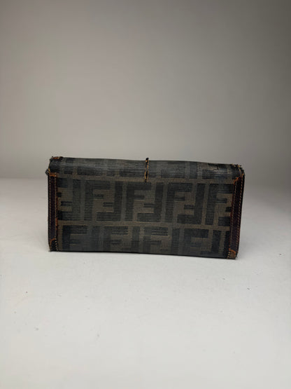 Vintage Fendi FF monogram leather wallet brown