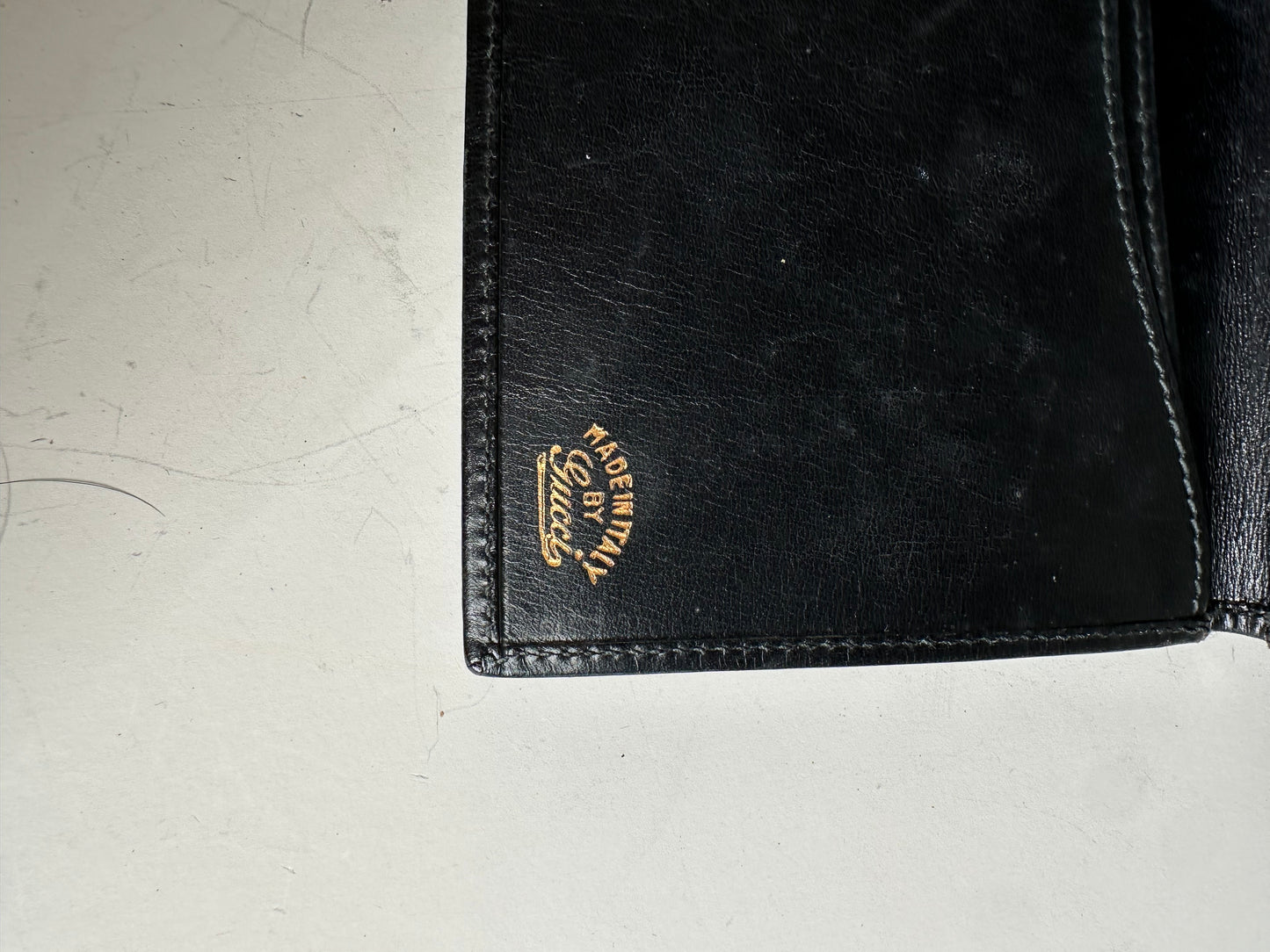 Vintage Gucci Web Stripe Leather Wallet Black Gold
