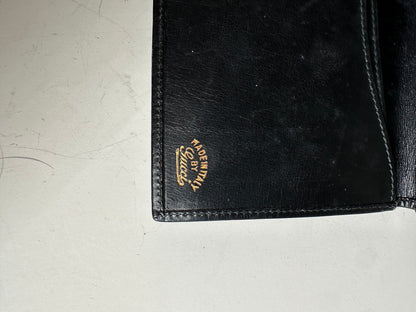 Vintage Gucci Web Stripe Leather Wallet Black Gold