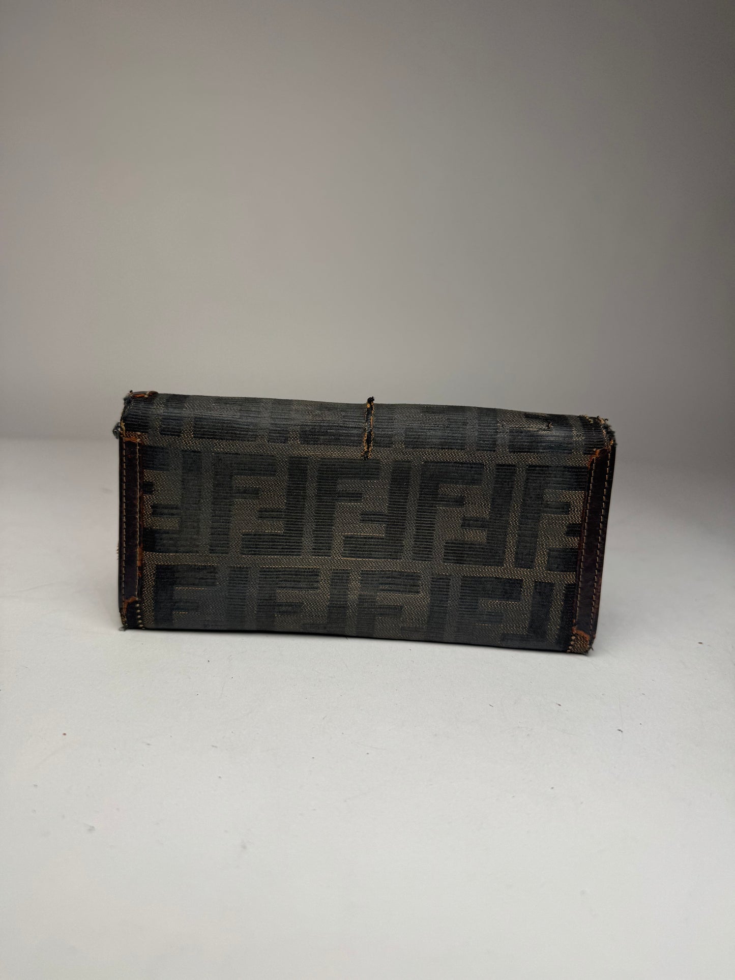 Vintage Fendi FF monogram leather wallet brown