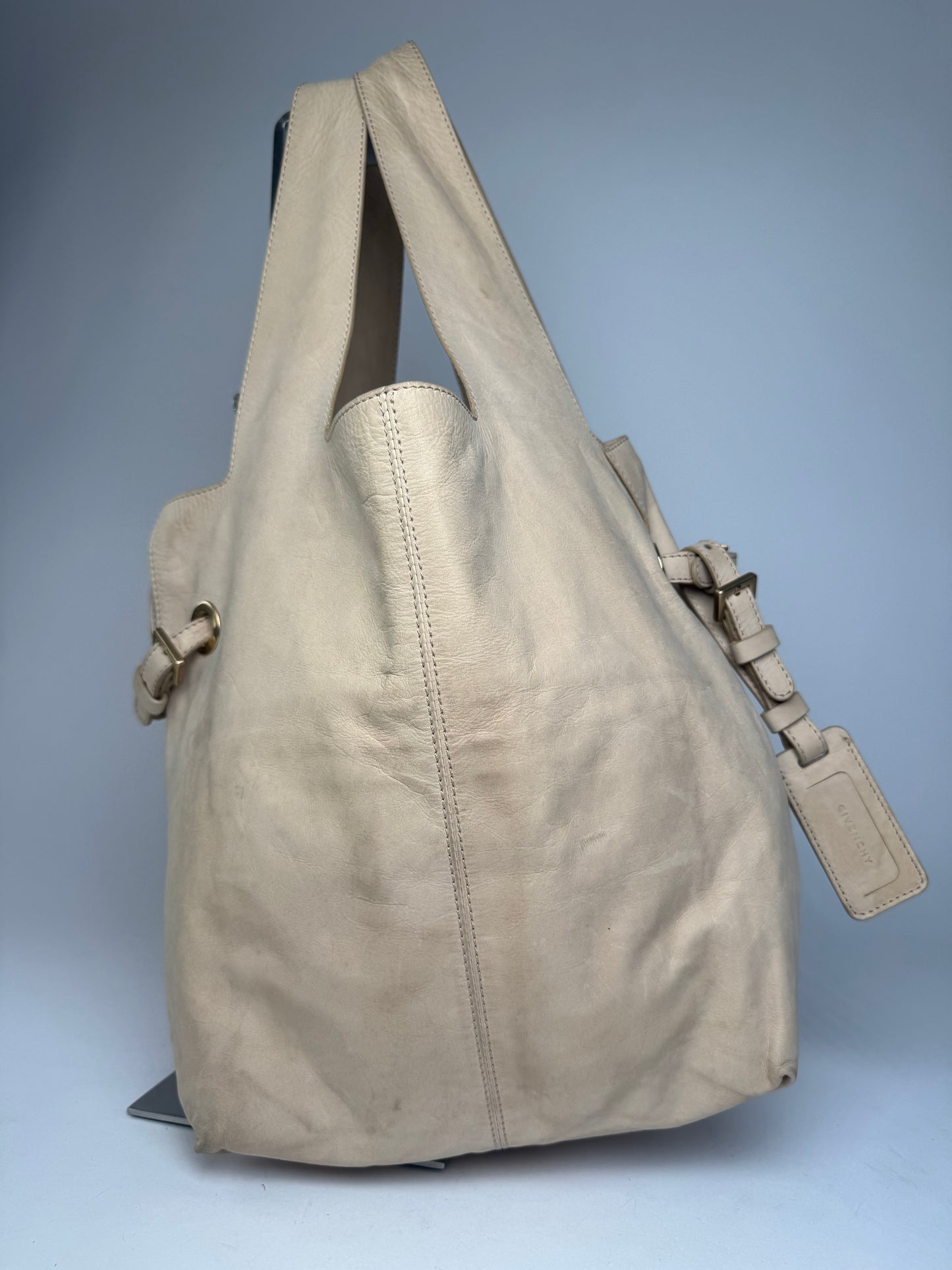 Vintage Givenchy Suede Leather Tote Bag beige