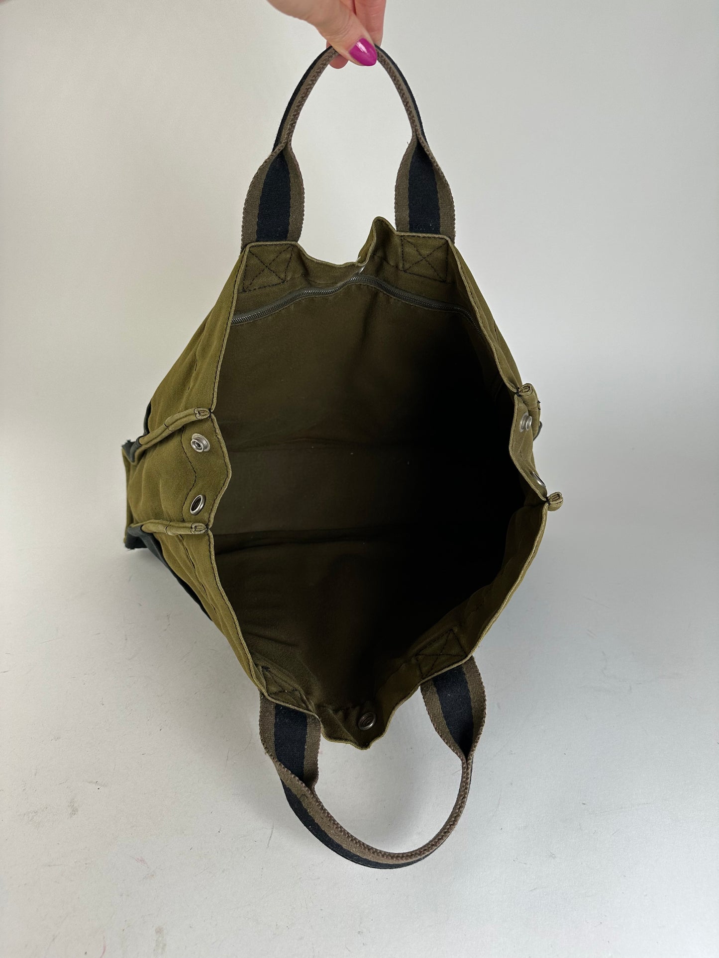 Vintage Hermès Fourre Tout Canvas Tote Khaki Black