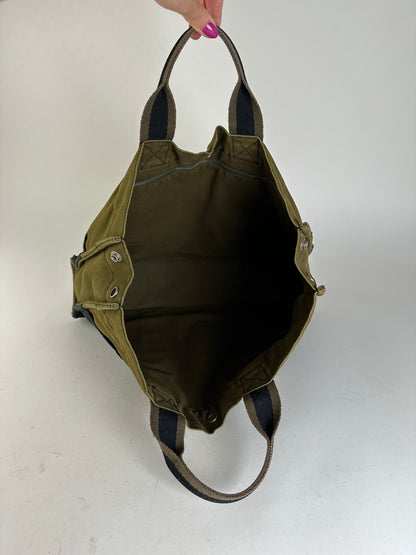 Vintage Hermès Fourre Tout Canvas Tote Khaki Black