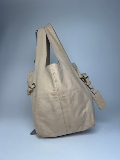 Vintage Givenchy Suede Leather Tote Bag beige