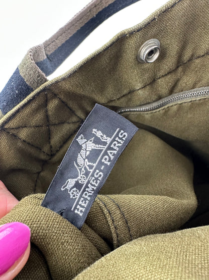 Vintage Hermès Fourre Tout Canvas Tote Khaki Black