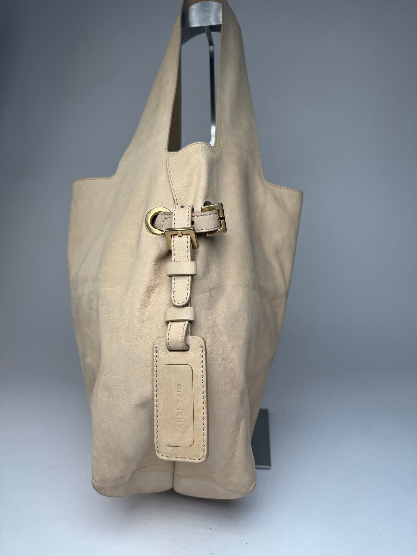 Vintage Givenchy Suede Leather Tote Bag beige