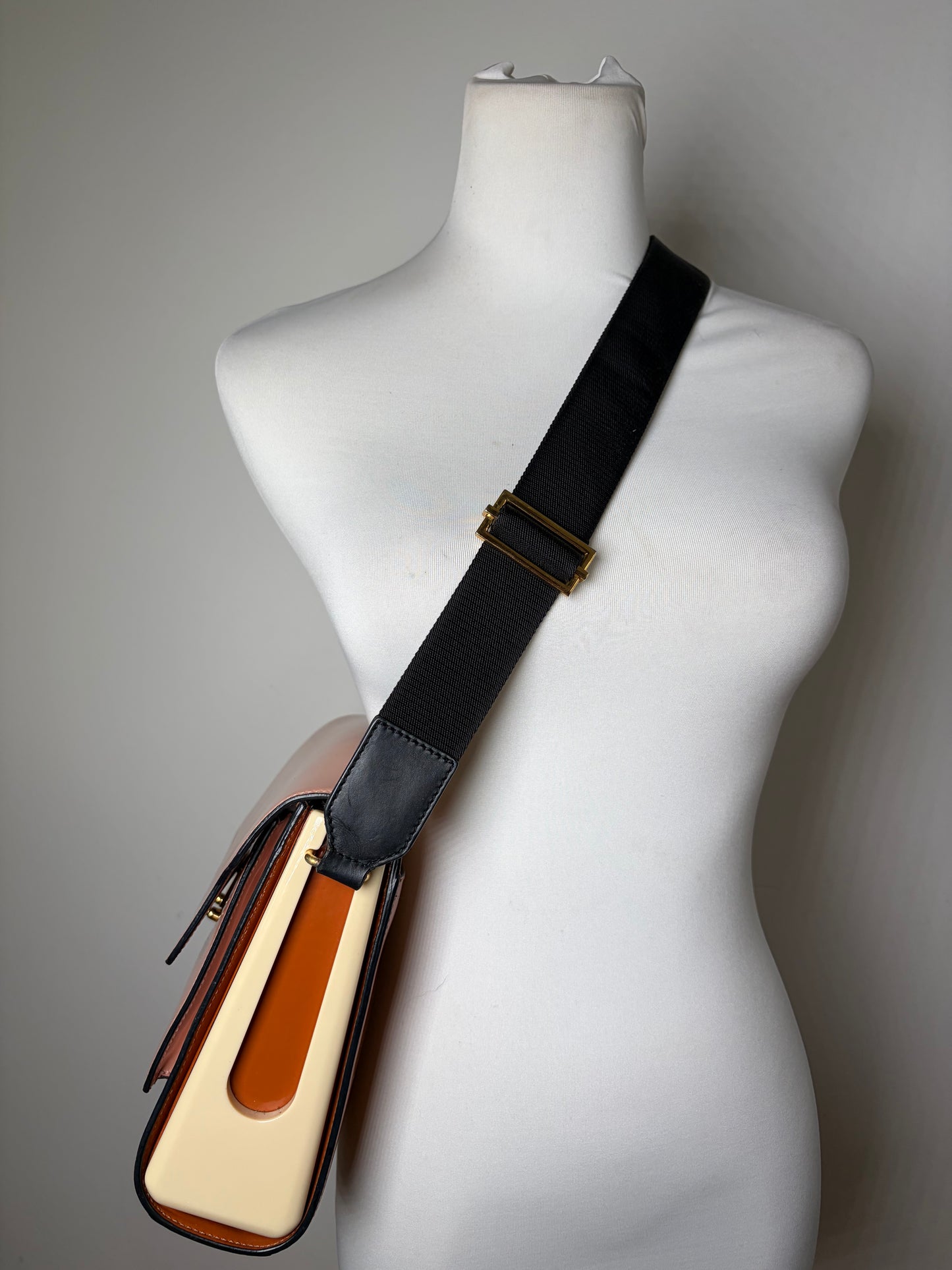 Vintage Marni Leather Shoulder Bag Pink Orange Cream