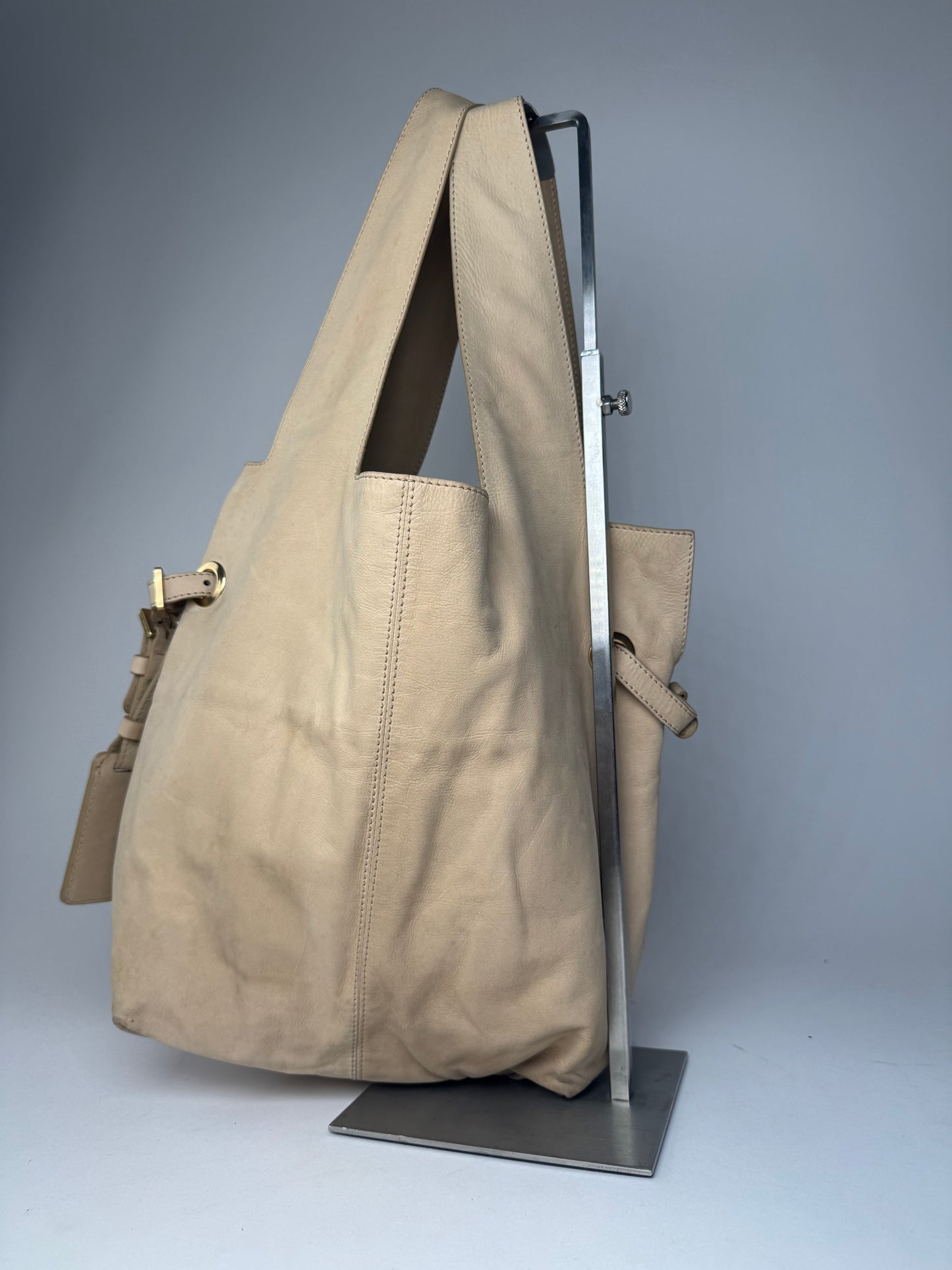 Vintage Givenchy Suede Leather Tote Bag beige