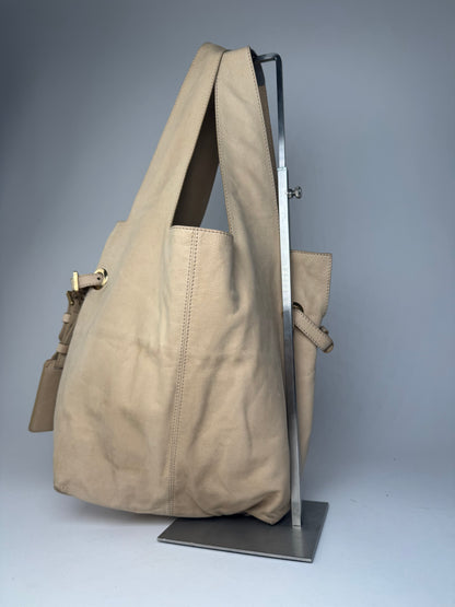 Vintage Givenchy Suede Leather Tote Bag beige