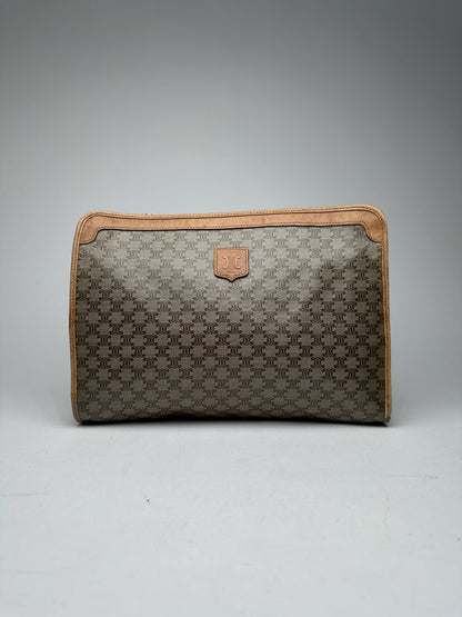 Vintage Celine Paris Monogram Clutch gray brown