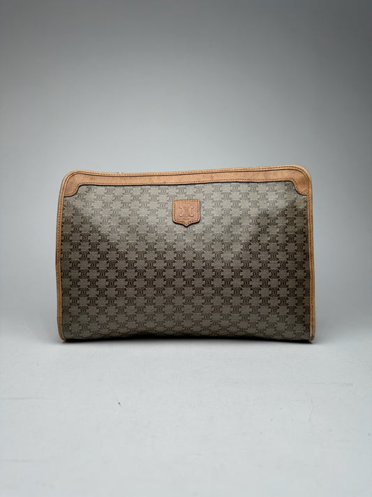 Vintage Celine Paris Monogram Clutch gray brown