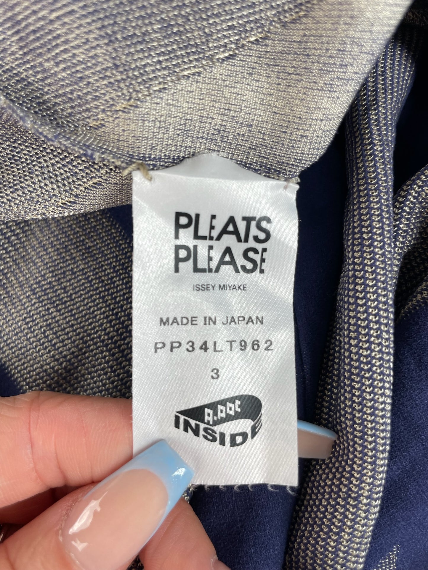 Vintage Pleats Please Issey Miyake Dress Navy Grey XXL