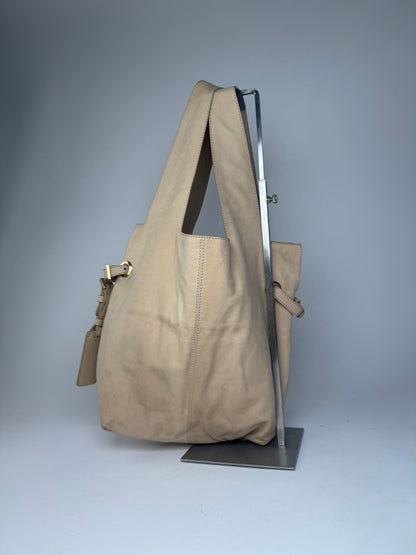 Vintage Givenchy Suede Leather Tote Bag beige