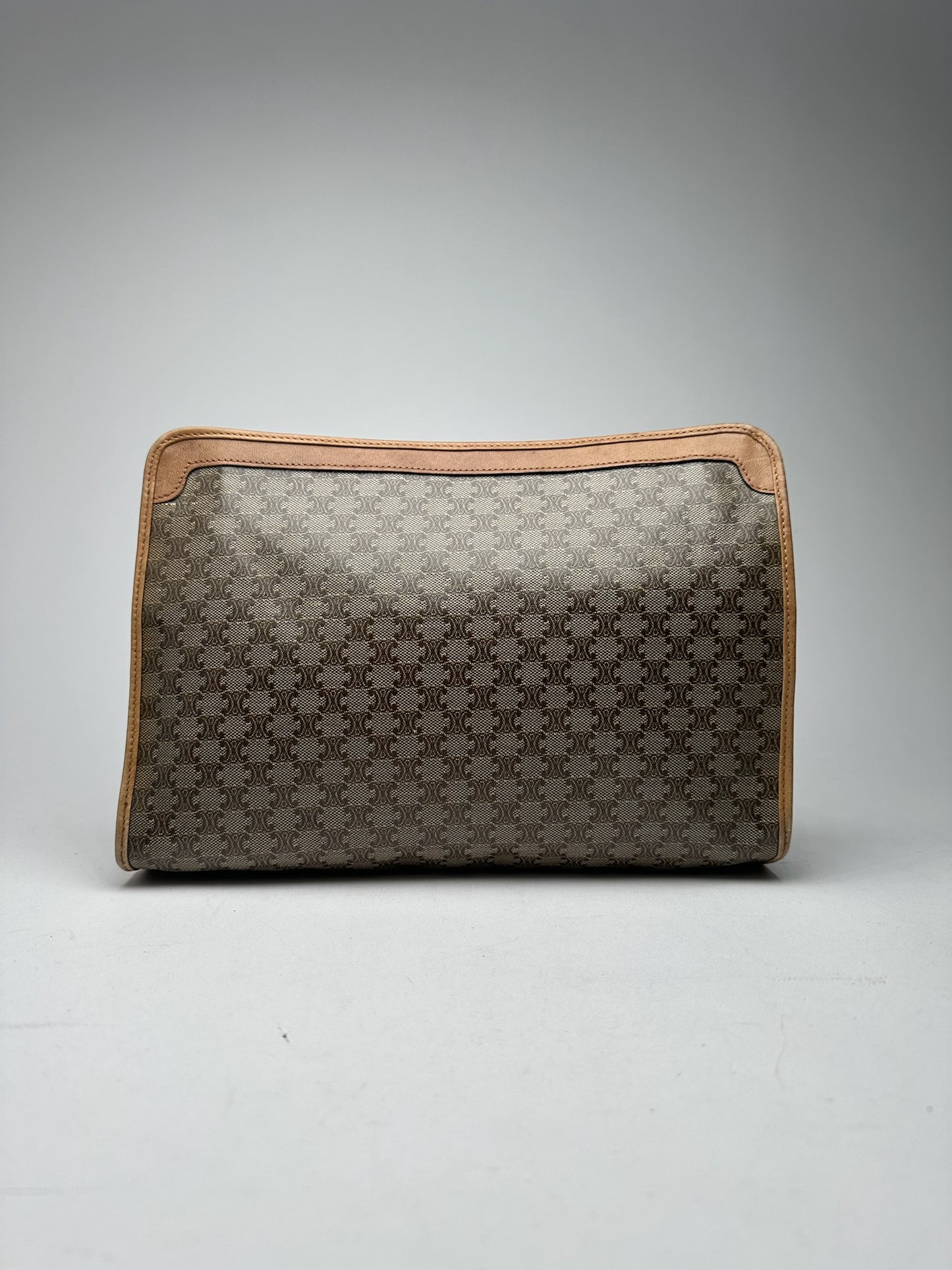 Vintage Celine Paris Monogram Clutch gray brown