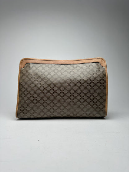 Vintage Celine Paris Monogram Clutch gray brown