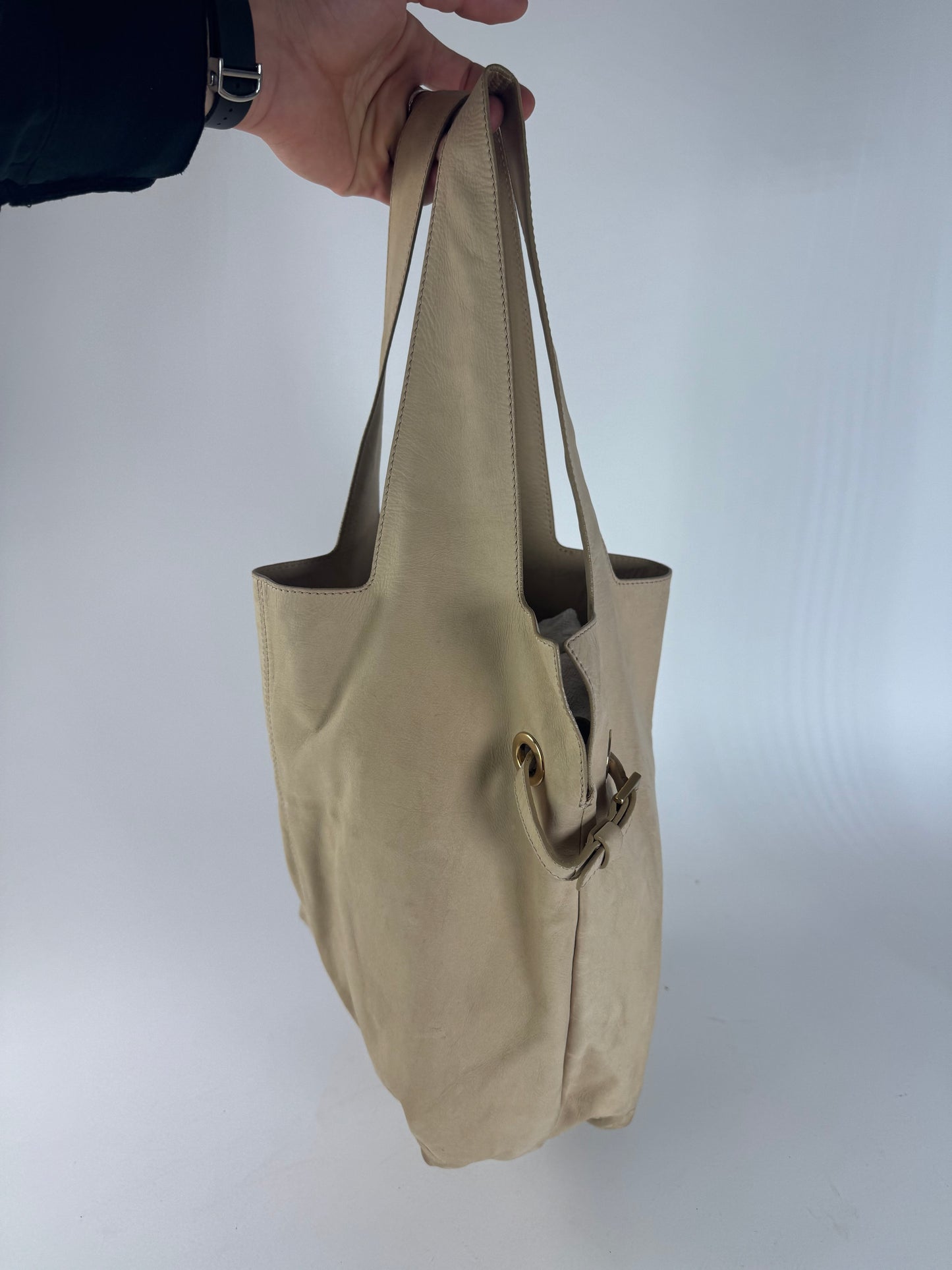 Vintage Givenchy Suede Leather Tote Bag beige