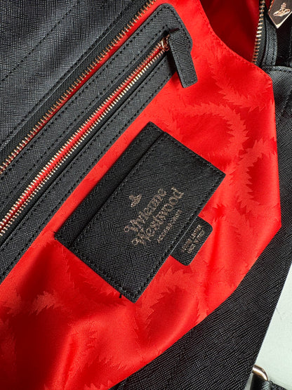 Sac vintage en cuir noir Vivienne Westwood