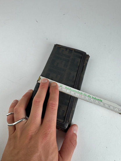 Vintage Fendi FF monogram leather wallet brown