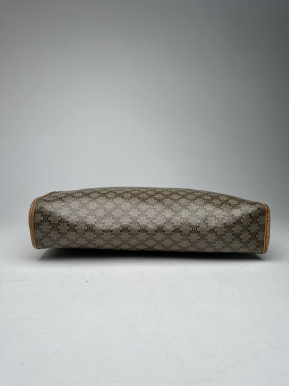 Vintage Celine Paris Monogram Clutch gray brown