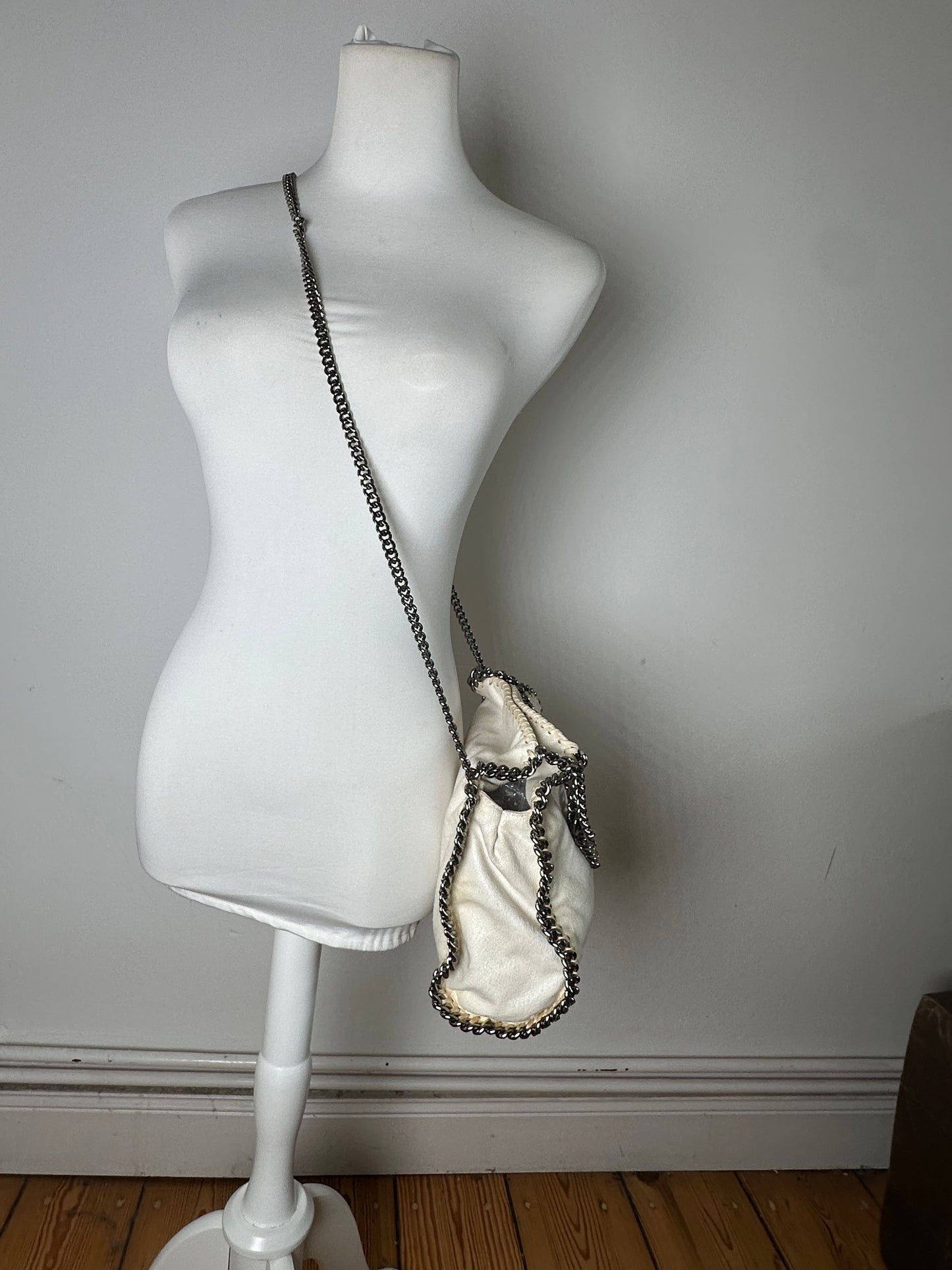 Vintage Stella Mc Cartney 2way Chain Strap Tote Bag White Beige