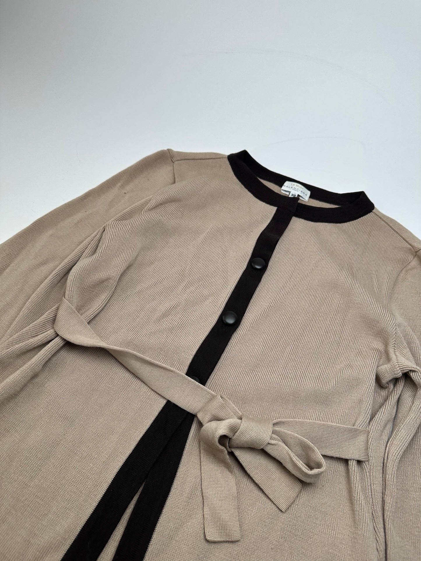 Vintage Balenciaga Wool Dress / Short Coat Black Brown-Beige M