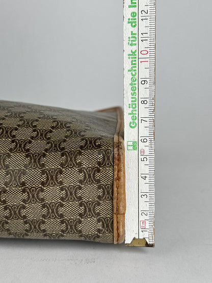 Vintage Celine Paris Monogram Clutch gray brown