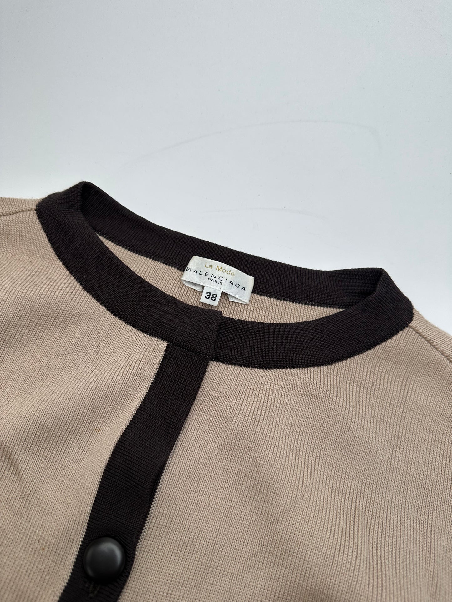 Vintage Balenciaga Wool Dress / Short Coat Black Brown-Beige M