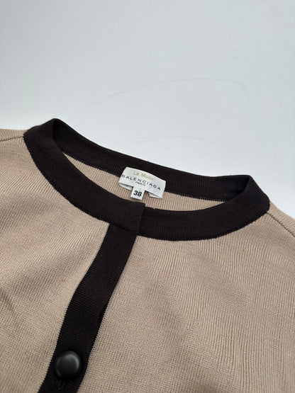 Vintage Balenciaga Wool Dress / Short Coat Black Brown-Beige M