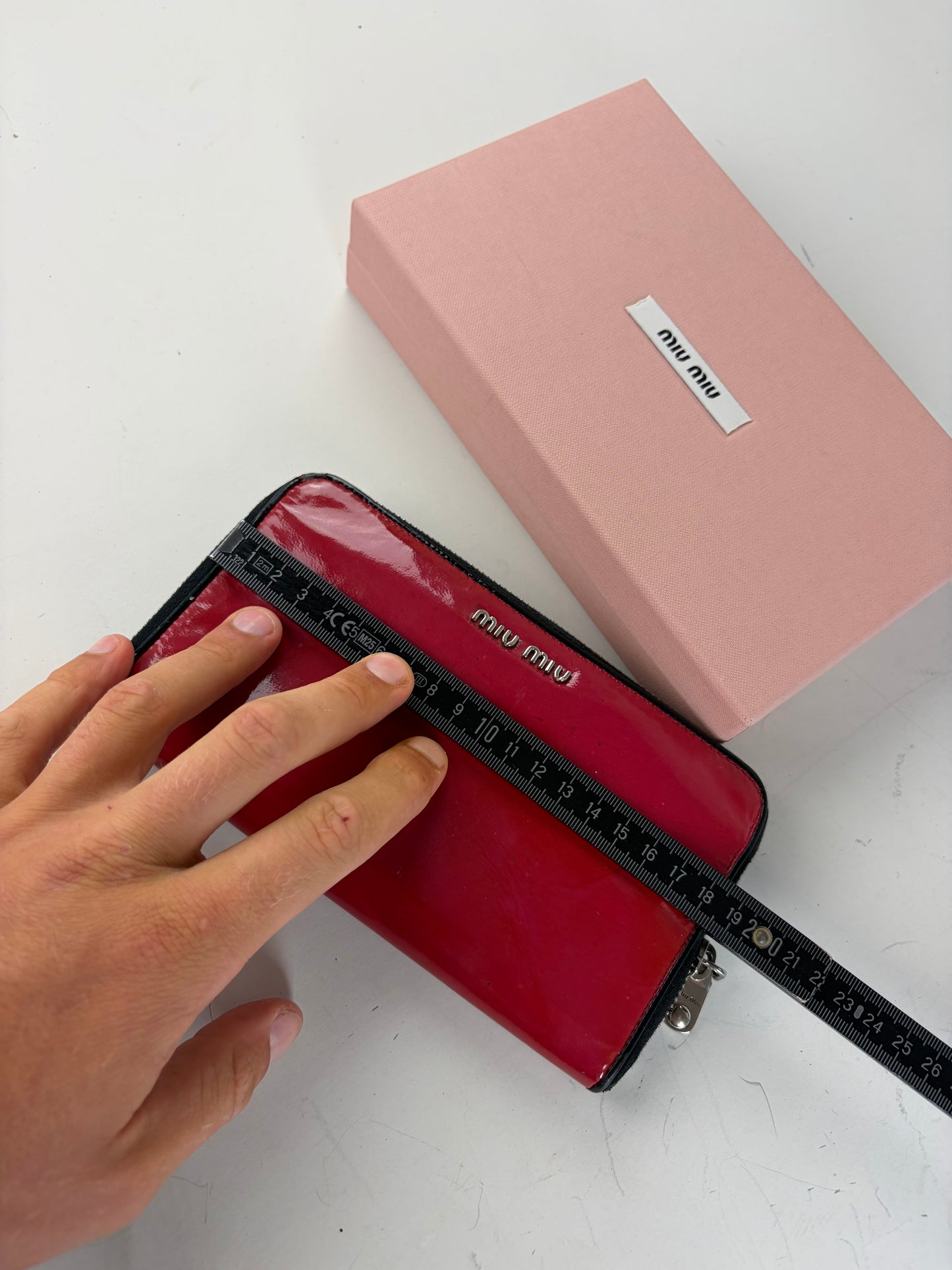 Vintage Miu Miu Patent Leather Zip Wallet Red