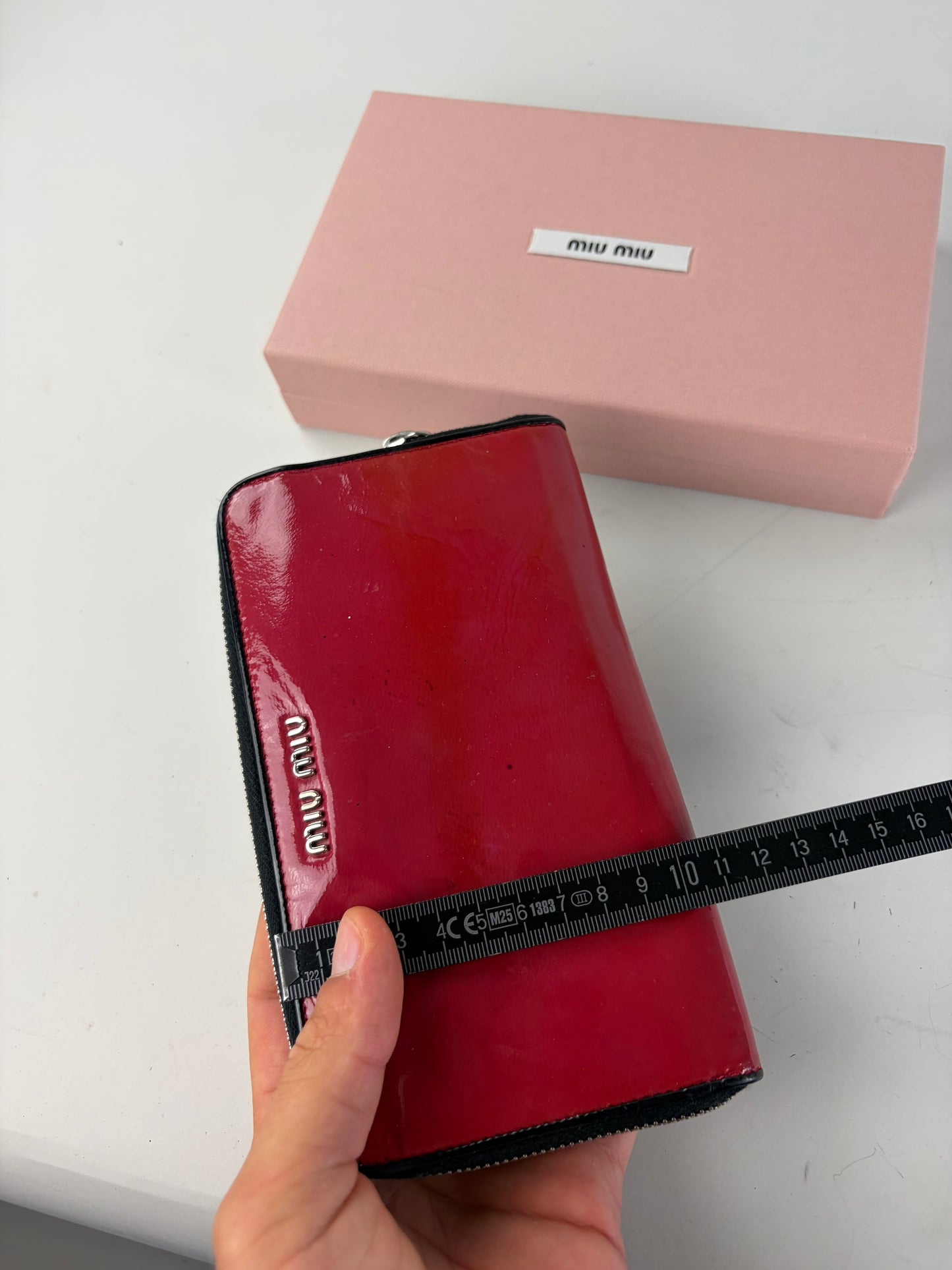 Vintage Miu Miu Patent Leather Zip Wallet Red