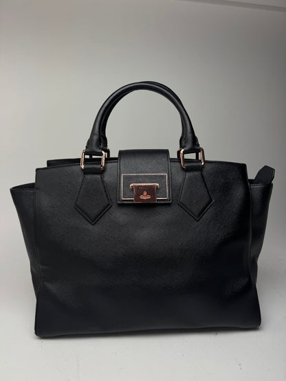 Sac vintage en cuir noir Vivienne Westwood