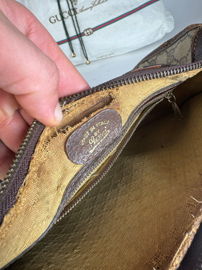Vintage Gucci Monogram Shoulder bag grey Brown