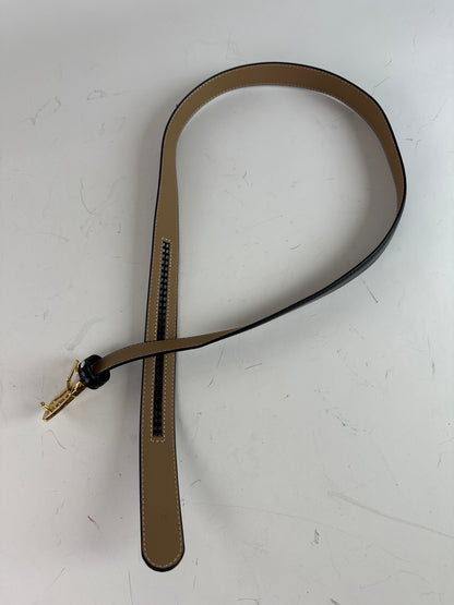 Vintage Chloe Leather Belt Black Beige Gold Buckle