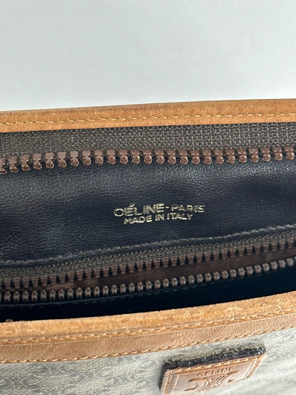 Vintage Celine Paris Monogram Clutch gray brown