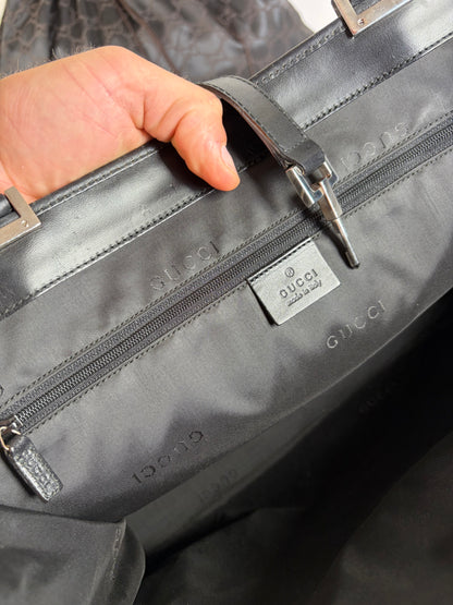 Vintage Gucci Nylon Tote Bag Black Silver
