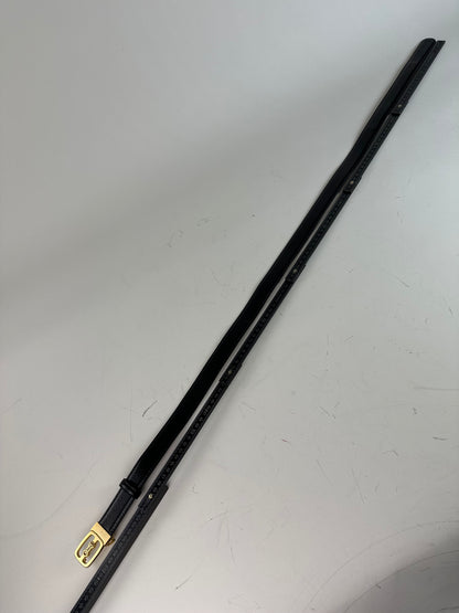 Vintage Chloe Leather Belt Black Beige Gold Buckle