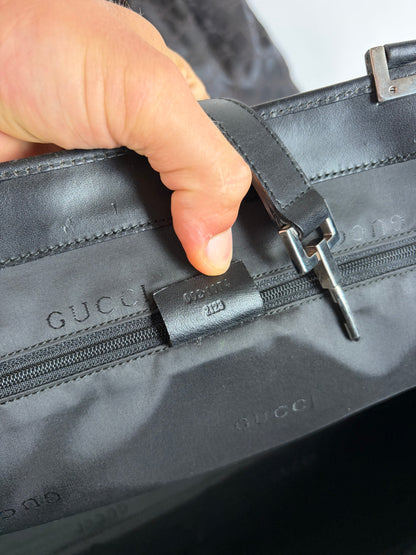 Vintage Gucci Nylon Tote Bag Black Silver